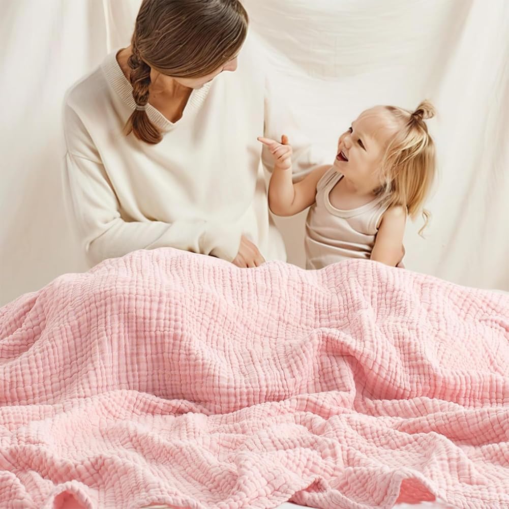 Vgpbphj Muslin Blanket, Summer Muslin Blanket 150 x 200, 100% Natural Muslin Blanket Lightweight Soft, Muslin Blanket for Adults as Cuddly Blanket, Bed, Couch Throw (Burgundy, Queen (150x200cm))