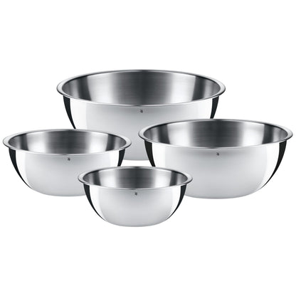 WMF Gourmet Bowl Set 4-piece, Stainless Steel Bowls for the kitchen 0.75l - 2.75l, Stainless Steel Mixing Bowl, Salad Bowl, Serving Bowl, Cromargan, stackable