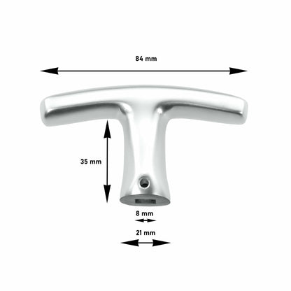 INTRA-TEC garage door handle with interior handle, aluminum F1, ergonomic, 8x60 mm set.