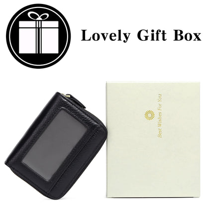 GAEKEAO women's small wallet made of genuine leather, wallet for women with RFID protection, mini women's purse with coin pocket zipper wallet card holder with many card slots.