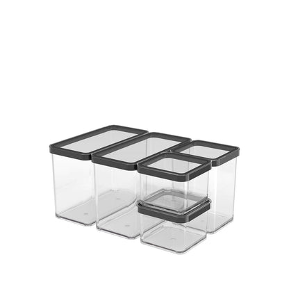 Rotho Loft Set Storage Containers 5 pcs. LOFT, plastic (PP) BPA-free, transparent, (32.3 x 22.3 x 16.6 cm)