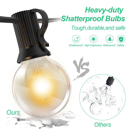 GHUSTAR Solar String Lights Outdoor Bulbs - 15M Outdoor Solar String Lights Weatherproof with 25+2 G40 LED IP65 Waterproof 4 Modes Outdoor Solar String Lights for Balcony Garden Wedding Decor Camping