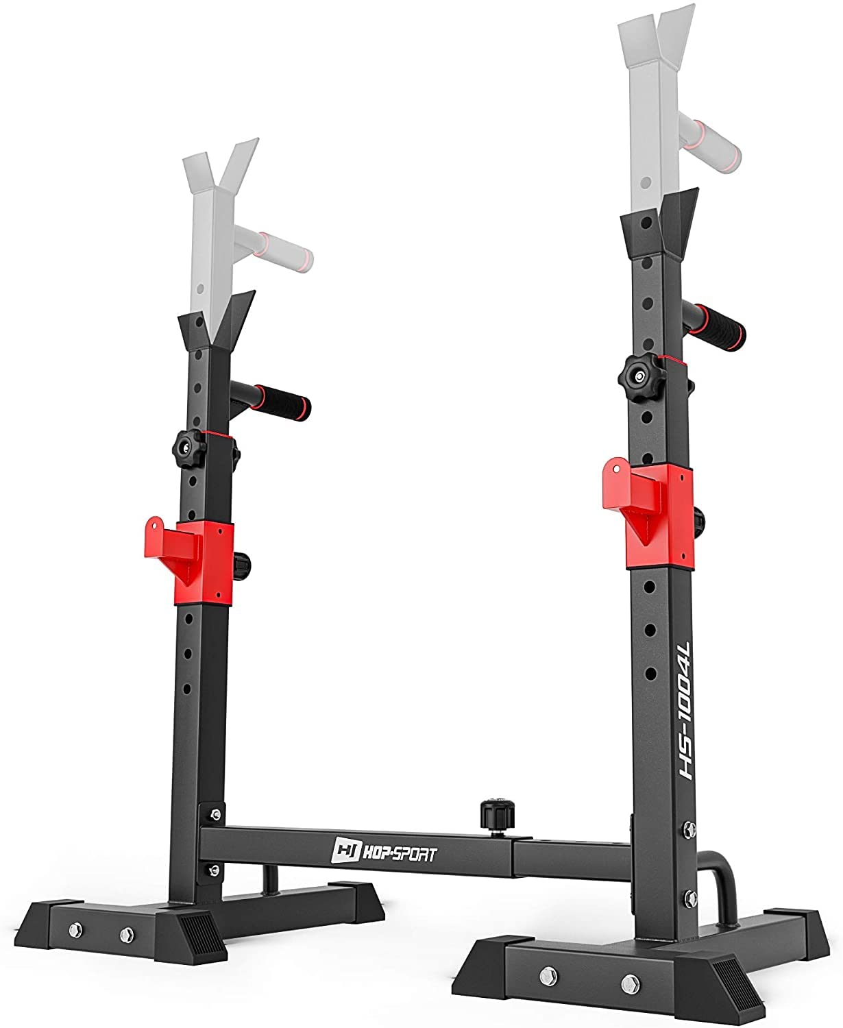 HOP-SPORT Barbell Stand, Adjustable with Safety Bars and Dip Bars for Home Gym, Stable Squat Rack for Barbell Training, Max. Load Capacity 250 kg.