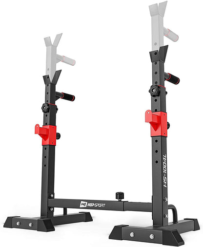 HOP-SPORT Barbell Stand, Adjustable with Safety Bars and Dip Bars for Home Gym, Stable Squat Rack for Barbell Training, Max. Load Capacity 250 kg.