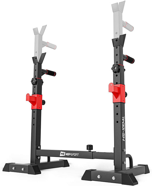 HOP-SPORT Barbell Stand, Adjustable with Safety Bars and Dip Bars for Home Gym, Stable Squat Rack for Barbell Training, Max. Load Capacity 250 kg.