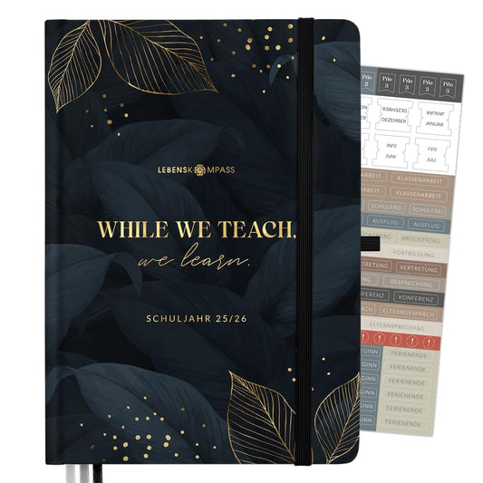 Life Compass® Teacher Planner 2025 2026 DIN A4 "Nightleaf" Hardcover School planner for lesson preparation - ideal planner for teachers.