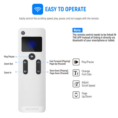 NEEWER Teleprompter X14 with RT 110 remote control and APP control (Bluetooth connection via NEEWER Teleprompter App), portable, no assembly required, compatible with iPad, Android, tablet, smartphone, DSLR camera.