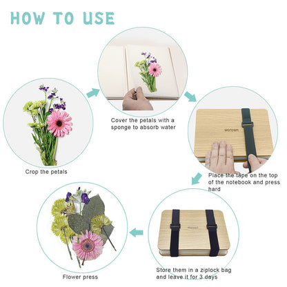 Worown Flower Press Set Pro (16x21cm) • 6 layers flower press made of natural wood • With instructions & gift box • For DIY crafting (Brown)