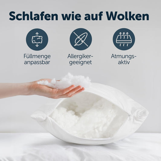 Blumtal side sleeper pillow with cover 40 x 145 cm - Oeko-TEX certified positioning pillow for adults - Long pillow with adjustable filling - Comfort pillow - Side sleeper sleeping pillow