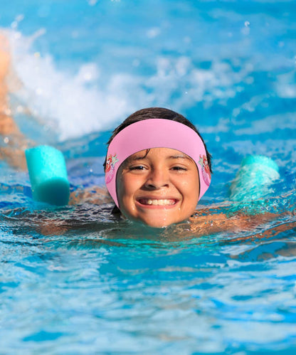 MoKo Swimming Headband, 2 Pack Neoprene Swimband Earband Waterproof Headband Hairband with High Elasticity Ear Protection Band for Kids Ages 3-9, M Size - Pink Unicorn & Pink Mermaid