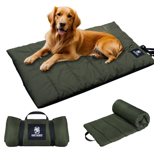 OneTigris Dog Blanket 110 x 68cm Washable, Dog Mat Comfort and Soft Waterproof Dog Bed, Dog Pillow for Travel Camping Outdoor - Olive Drab
