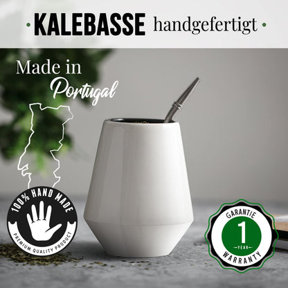 ORIGEENS MATE TEA SET with Mate Cup from Portugal, Bombilla, and organic Yerba Mate Tea - Original gift set.
