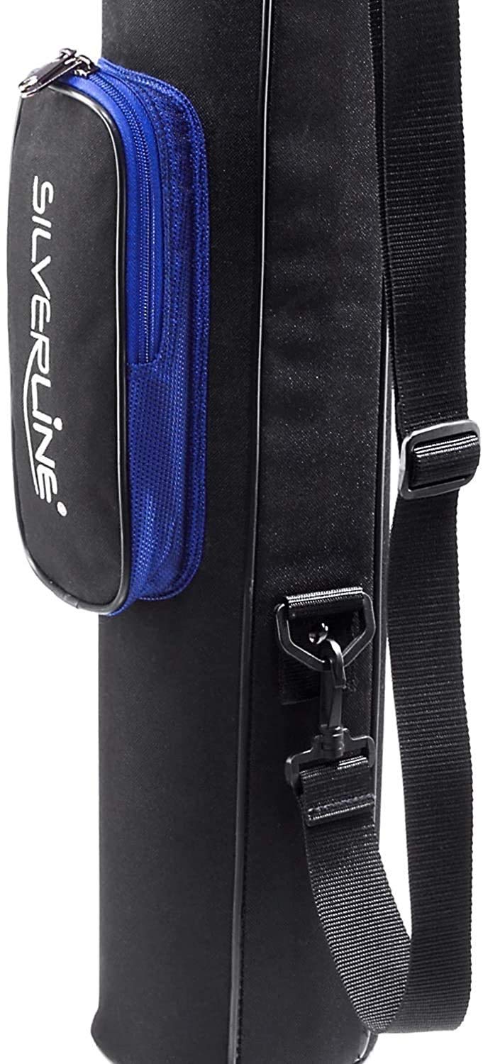 Golf bag/pencil bag/travel bag/range bag/pistol bag/carrying bag with integrated protective cover and outer pocket in black - royal blue.