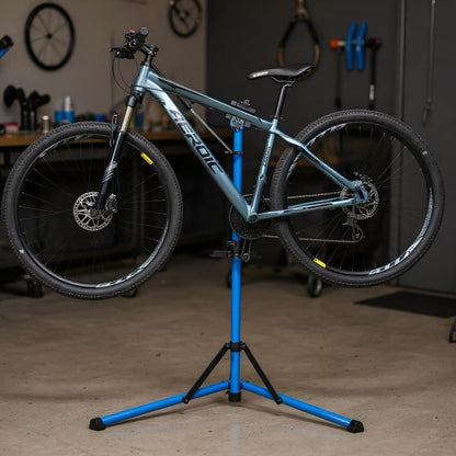 CXWXC Bike Repair Stand, Heavy Duty Bicycle Assembly Stand with Welded Head Clamp, 360° Rotatable, Quick Release Mechanisms (Blue)