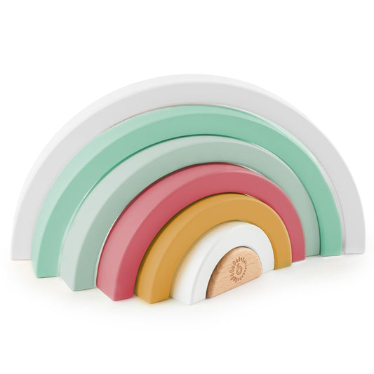 Bieco Rainbow Wood Berry | Stacking Tower Baby | Wooden Rainbow Montessori Stacking Game Rainbow Decor Stacking Tower from 1 year Wood Rainbow Children Stackable Stones Baby Stacking Tower Stacking Game from 1 year