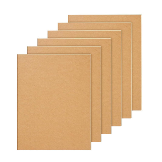 YBCPACK Kraft Grid Notebook A4, 6 Notebook Set, Grid Notepad with 64 pages (32 sheets), Notepad for office, school & travel (21.6x28cm)