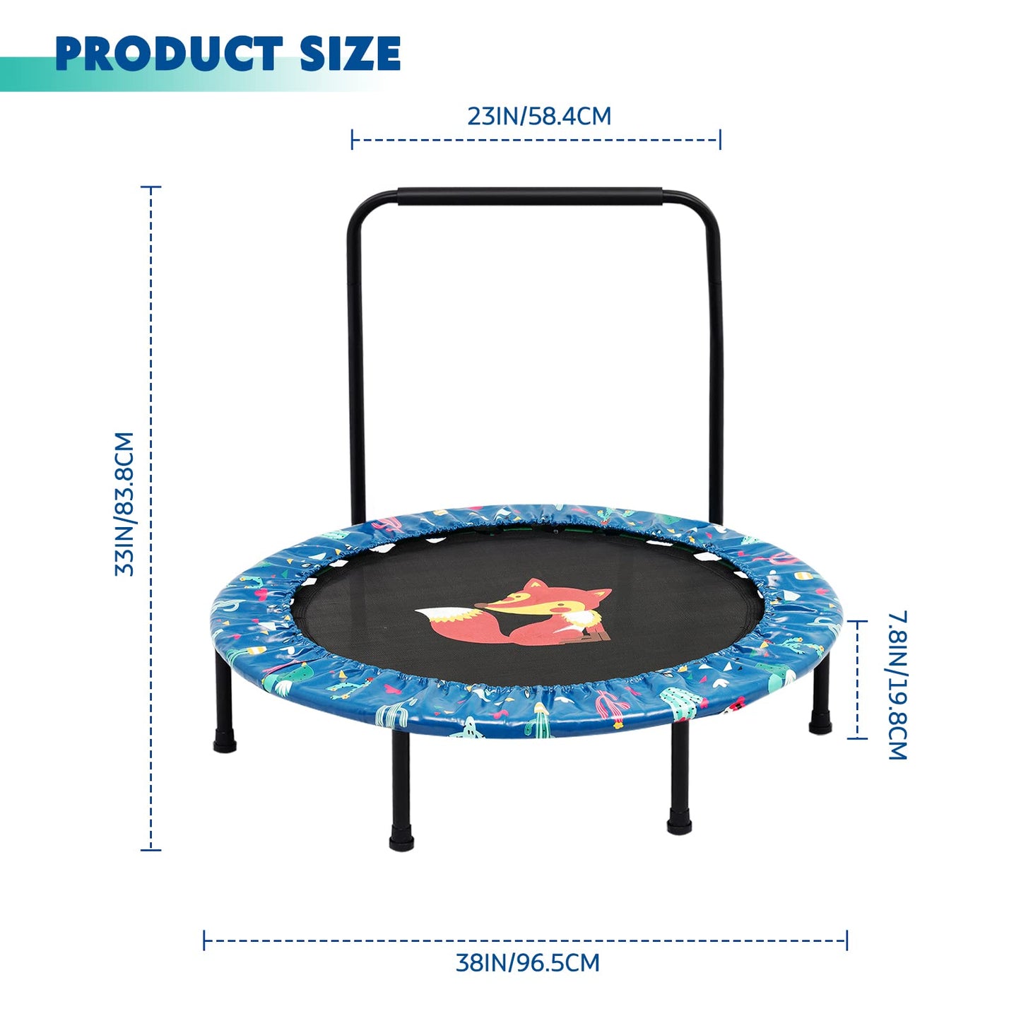 HOMCENT Kids Trampoline, 96 cm Mini Trampoline for Kids Indoor Outdoor Jumping Garden Trampolines