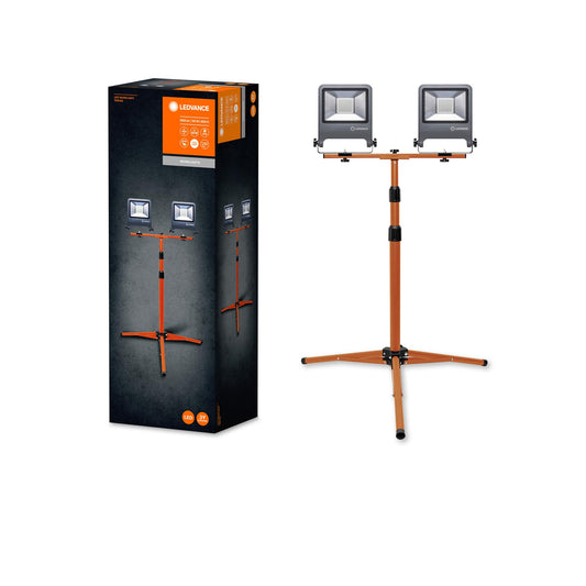 LEDVANCE LED work light, outdoor luminaire, cool white, tripod stand, LED work light, 2 x 50 watts, dark gray.
