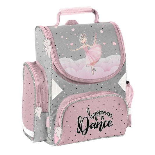 Familando girl's school backpack set Ballerina, 8-piece, ergonomic satchel with reflectors, from 1st grade with pencil case and sports bag (Ballerina)