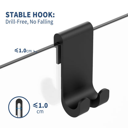 Ecooe silicone shower squeegee 33cm black, squeegee shower with holder, no drilling shower squeegee, window squeegee with stainless steel core, bathroom wiper for glass, mirrors, windows, tiles.