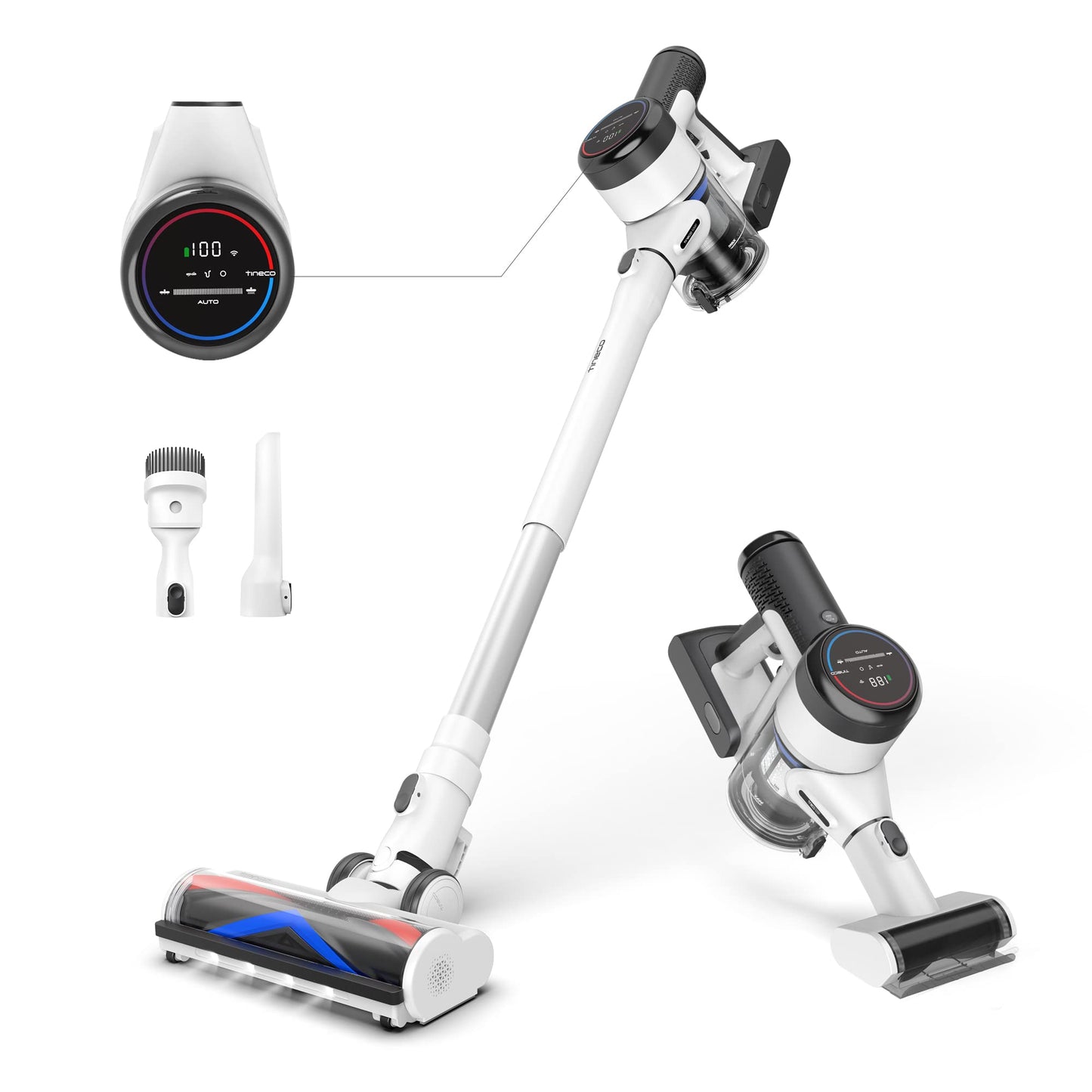 Tineco Pure ONE S15 Pet Smart Cordless Vacuum, Anti-Tangle feature, convertible Handheld Vacuum for Hard Floors and Carpets, LED lights, Wi-Fi connectivity, App Control