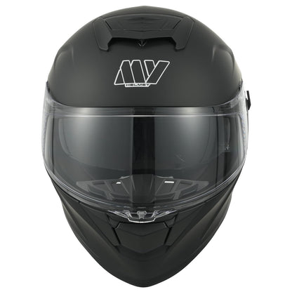 MY Motorcycle Full Face Helmet with Sun Visor for Men and Women, ECE 22.06 Approved, Model MY-936 (Matte Black, XS)