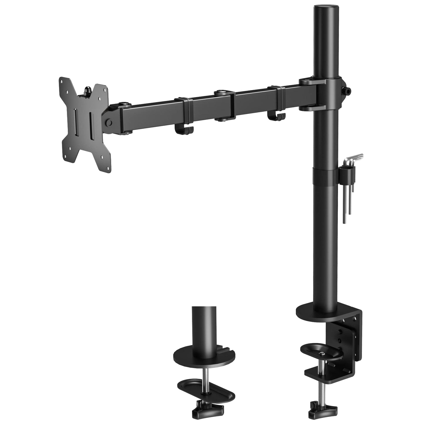 BONTEC 13-32 inch monitor mount for LED LCD screens up to 10 kg, monitor desk mount 1 monitor height adjustable tilt swivel, 2 mounting options, VESA 75x75/100x100, black