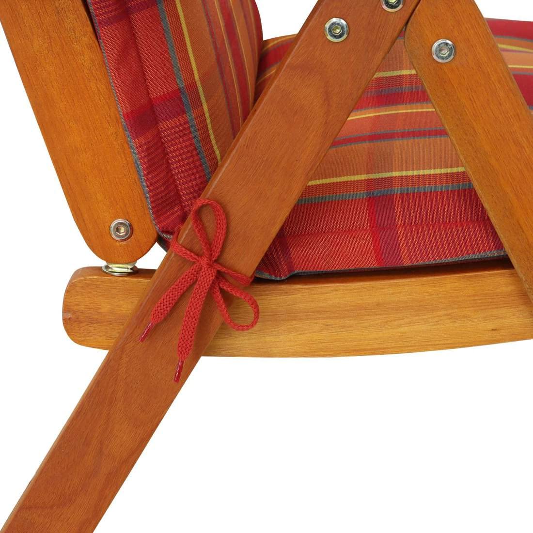 elGiga high-backed cushion 1 piece Classic Red Orange checkered 120 x 50 x 8 cm for garden chair, with headrest, high-quality, washable and easy to care for