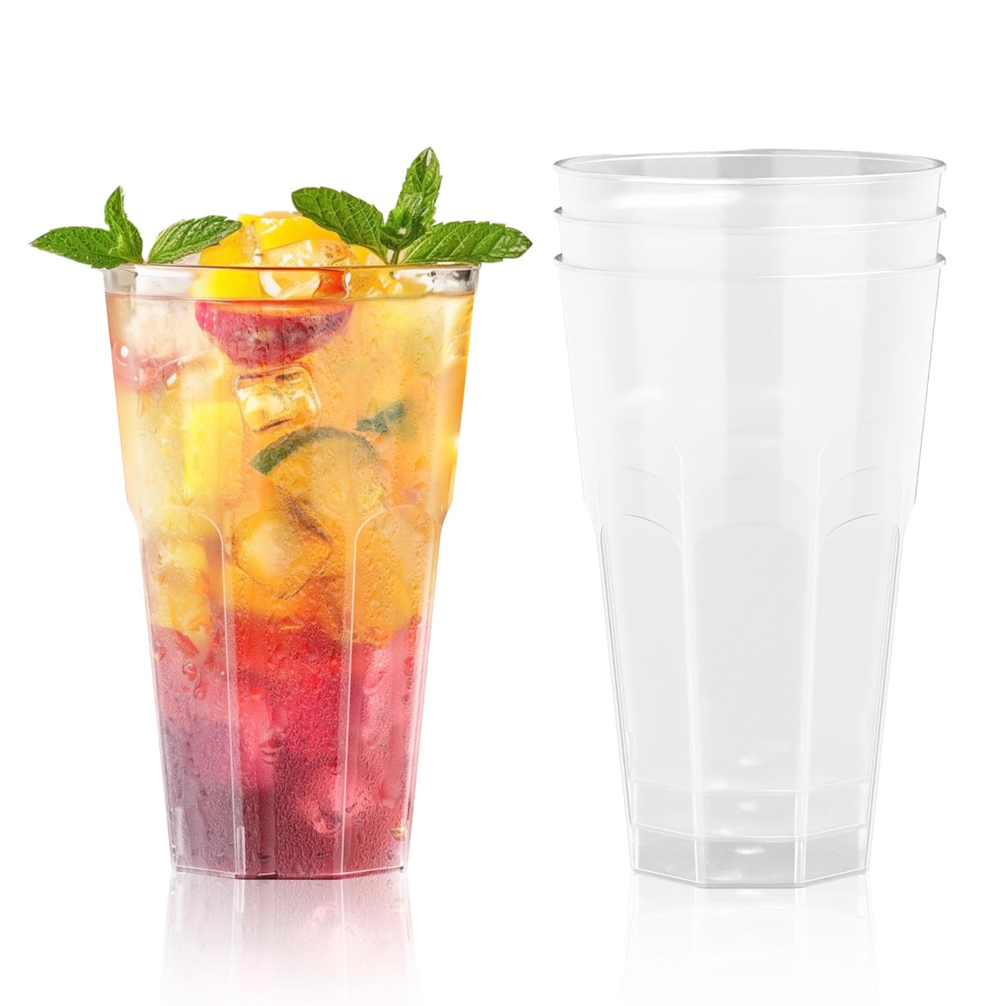 AOLUXLM 100-piece cup set, reusable party cups 400ML, shatterproof drinking cups for beverage parties, birthdays, weddings.