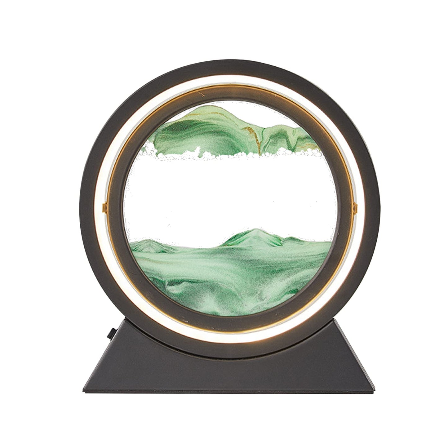 Sand picture frame with LED night light, 10'' Dynamic 3D sand art, deep sea in motion display, flowing sand frame for office desktop art (green)
