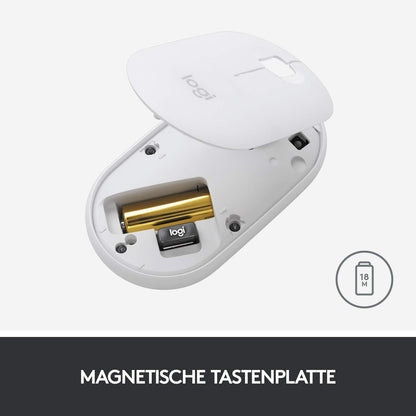 Logitech M350 Pebble Wireless Mouse, Bluetooth and 2.4 GHz connection via Nano USB receiver, 18-month battery life, 3 buttons, silent clicking and scrolling, for PC/Mac/iPadOS - Graphite