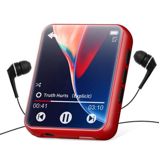 32GB MP3 Player Bluetooth 5.0, HiFi Lossless Sound Music Player with Speaker, Line-in Voice Recorder, FM Radio, 1.8" Full Touchscreen, Support up to 128 GB (with Headphones, Case)