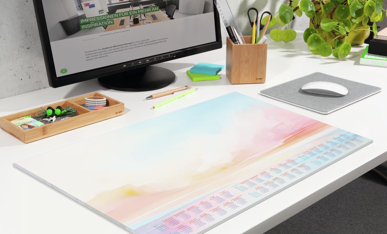 SIGEL H6313 Paper Desk Pad A2, Calendar 2026 - 2028, 30 Sheets, Writing Pad made from sustainable paper