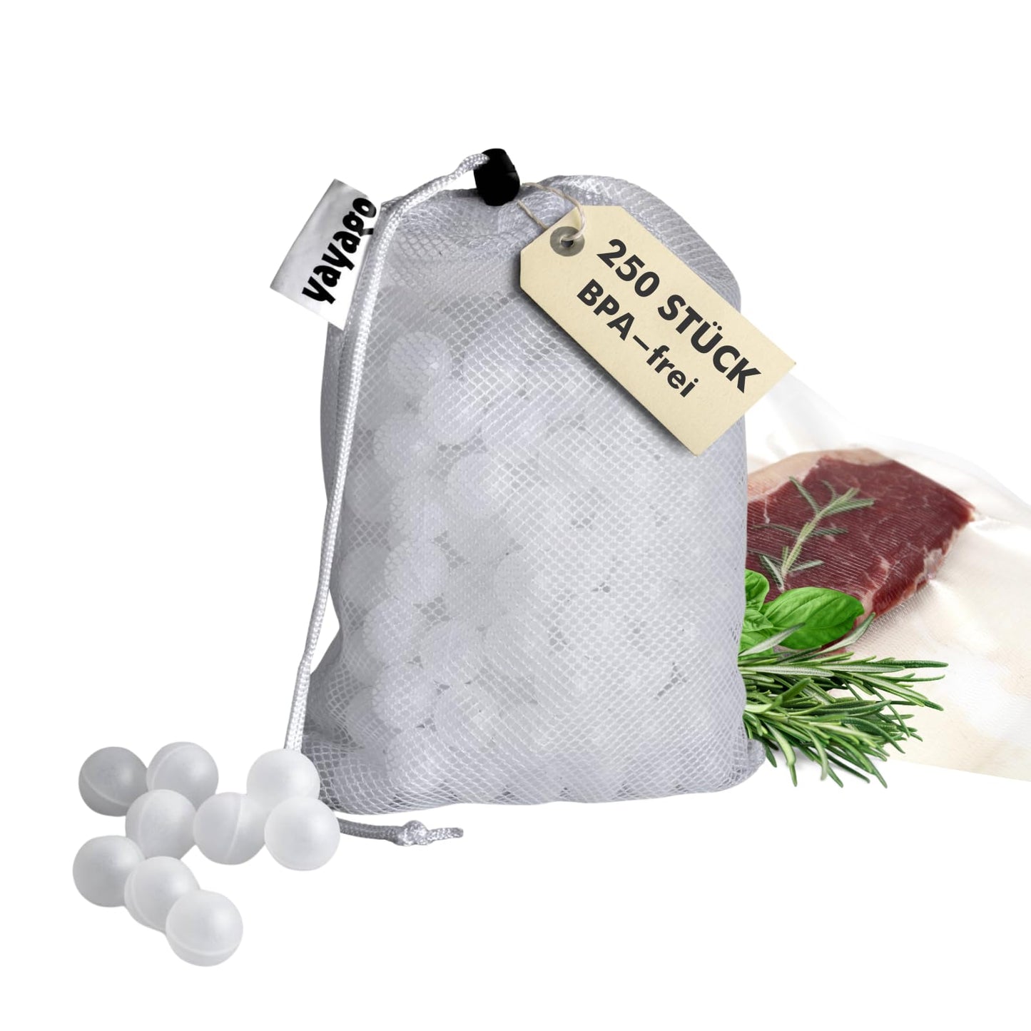 Yayago Sous-Vide Insulation Balls 250 Pieces I Insulation Ball Set BPA-free incl. Bag I For Sous Vide Cooker & Water Bath I Sous-Vide Balls for consistent temperature in cooking process I Ideal cooking accessory