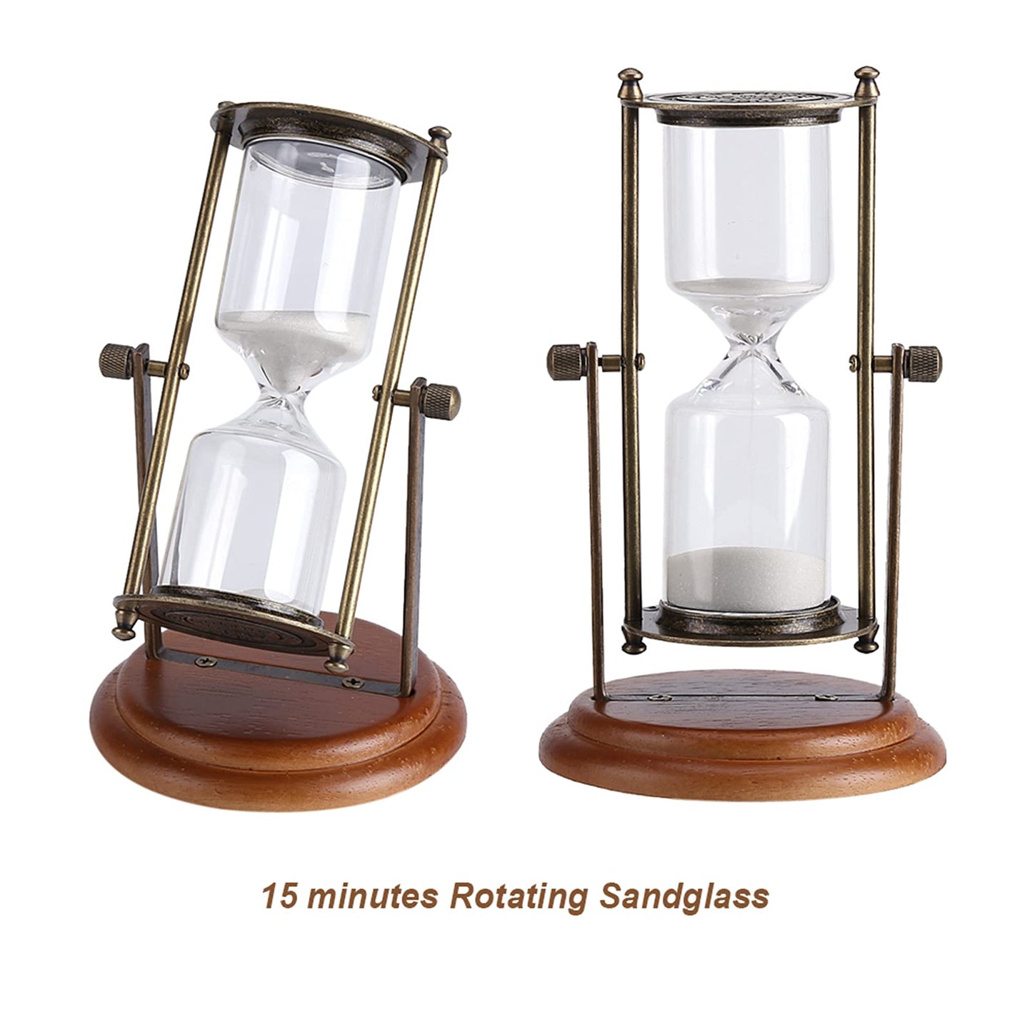15 minute hourglass, vintage metal 15 minute hourglass, unique hourglass timer with glass for gift home office desk