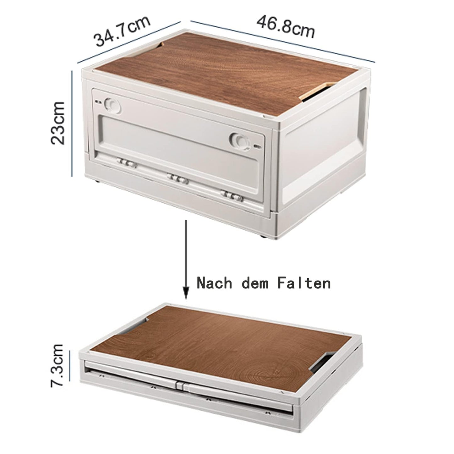 RMAN storage box with lid 38L camping cupboard foldable plastic storage container with lid storage crates cushion box as tabletop for outdoor camping car trunk - White