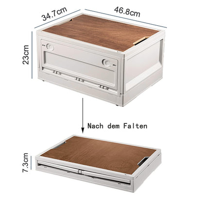 RMAN storage box with lid 38L camping cupboard foldable plastic storage container with lid storage crates cushion box as tabletop for outdoor camping car trunk - White