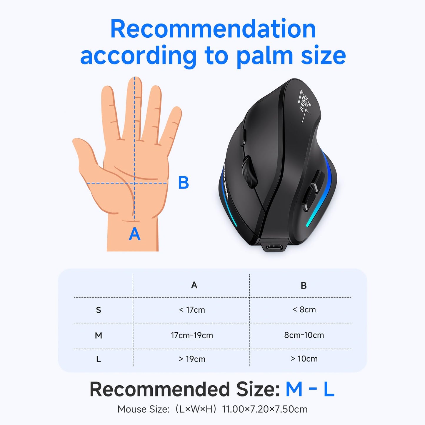 REALPower 2.4G Vertical Ergonomic Mouse Wireless, Rechargeable Cordless Wireless Mouse for Office/Home Windows PC, Vertical Ergonomic Mouse 2400 DPI, 6 Buttons, Right-Handed (Black)