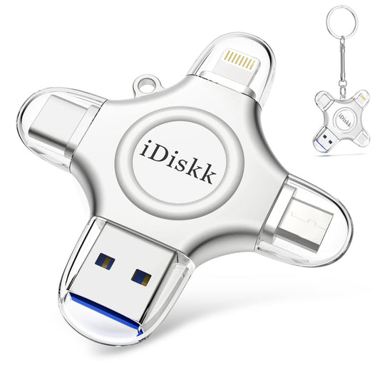 iDiskk 512GB Photo Stick for iPhone, 4-in-1 iPhone Lightning USB Stick, External iPhone storage sticks, iPad storage, works with the latest iPhone USB-C device, Android phone, Mac, and computer.