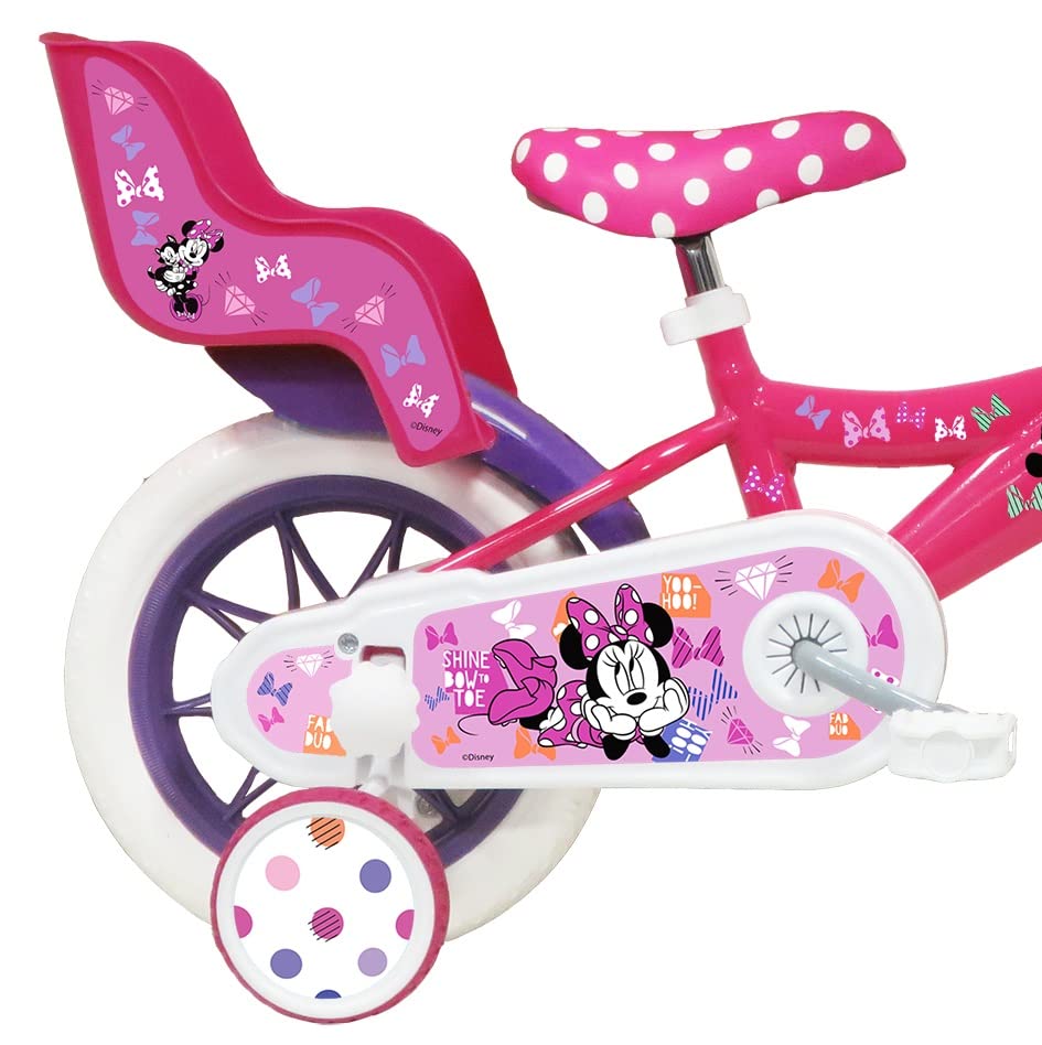 Vélo ATLAS girls kids bike 12 inch Minnie By Disney with 1 brake Mickey, Pink, 12''