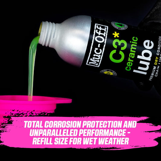 Muc-Off C3 Ceramic Dry Chain Lube Bike, 300 ml - Premium lubricant for chains, chain spray bike, with UV tracer dye - For dry and dusty conditions.