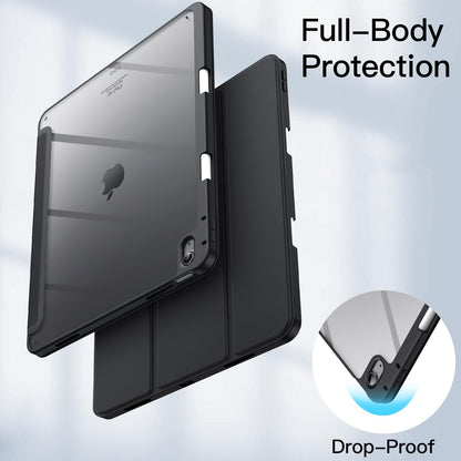 JETech case for iPad Air 13 inch M3/M2 (2025/2024) with pencil holder, Clear Transparent Back Shell Thin Stand Shockproof Tablet Cover, Auto Wake/Sleep (Black)