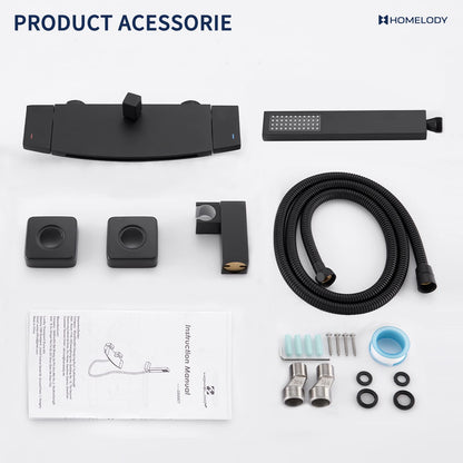 HOMELODY Black Bathtub Faucet Waterfall Faucet Tub Mixer with Shower Tub Faucet...