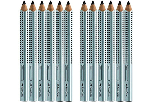Faber-Castell - Jumbo GRIP Pencils, silver, 12 pieces (1 pack)