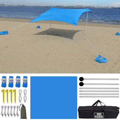 2x2m sun protection Beach Windproof Stable Beach Tent UV Protection 4-8 people sunshade beach with poles beach shelter Quick Up sun tent Sun tent Garden