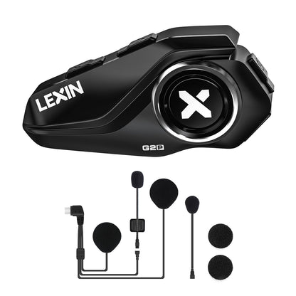LEXIN G2P Motorcycle Bluetooth Headset, Helmet Communication System for 2 up to 6 people within 1000m range, IP67 Waterproof Hands-Free calling with FM Radio, Single Pack.