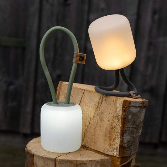 Campo Libre.® LENI I Camping Lantern I versatile outdoor light for hanging, standing, and mounting I dimmable camping light I rechargeable I balcony light, camping lantern, table lamp, square Grey