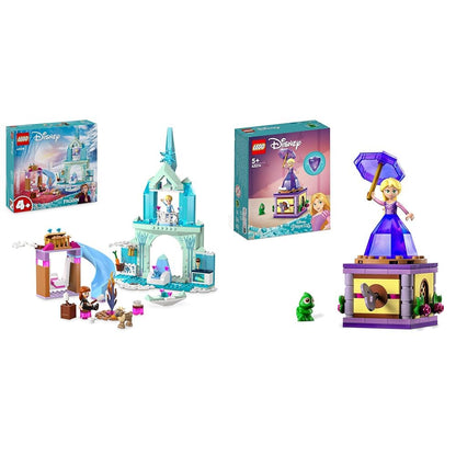 LEGO Disney Frozen Elsa's Ice Palace, Ice Queen Castle Toy & Disney Princess Rapunzel Music Box, Princess Toy