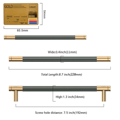 9BUILD 10 pieces Cabinet Handles Gold and Grey Hole Spacing 192mm Handles for Kitchen Cabinets Knurled Furniture Handles Kitchen Handles Furniture Handles Kitchen Cabinet Cabinet Door Handles EU0020