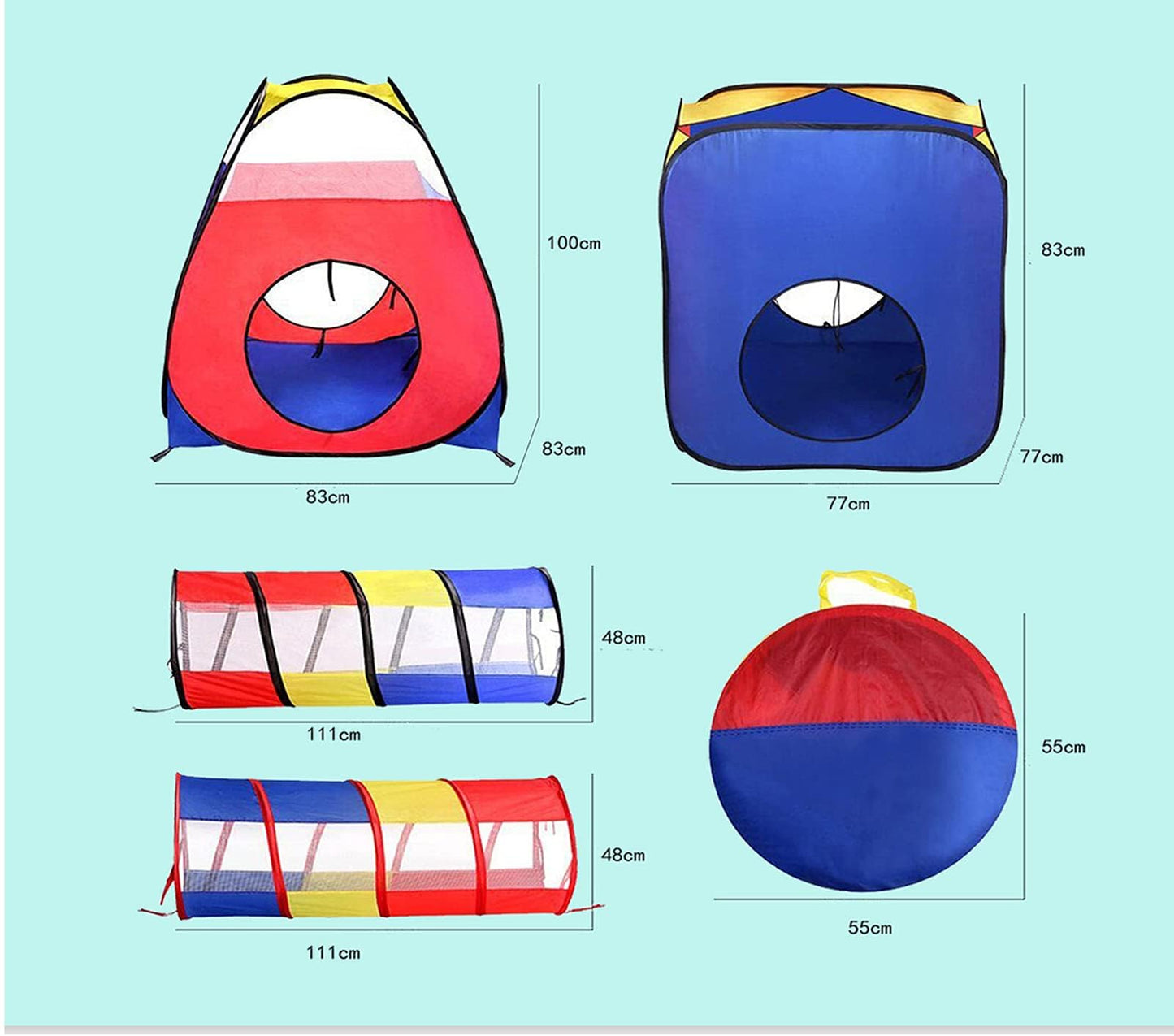 Reviver 4 in 1 play tent children's tent, baby play tent with tunnel, for home & garden | Bag | Tunnel | Play tent boy/girl